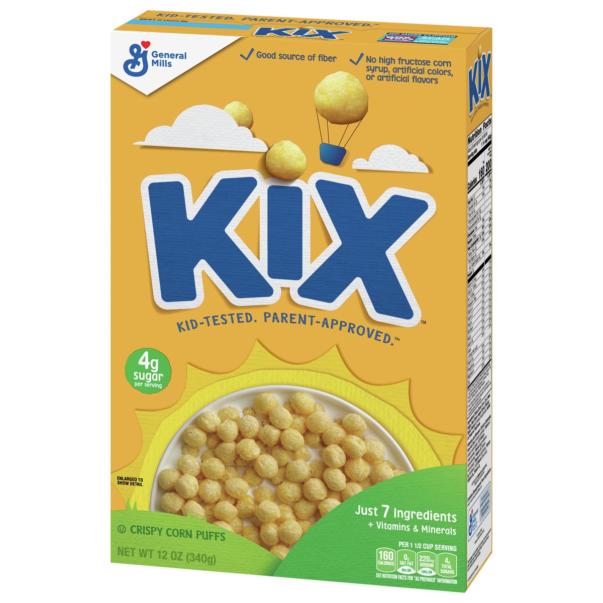 slide 8 of 9, Kix Whole Grain Breakfast Cereal, Crispy Corn Cereal Puffs, 12 oz, 12 oz