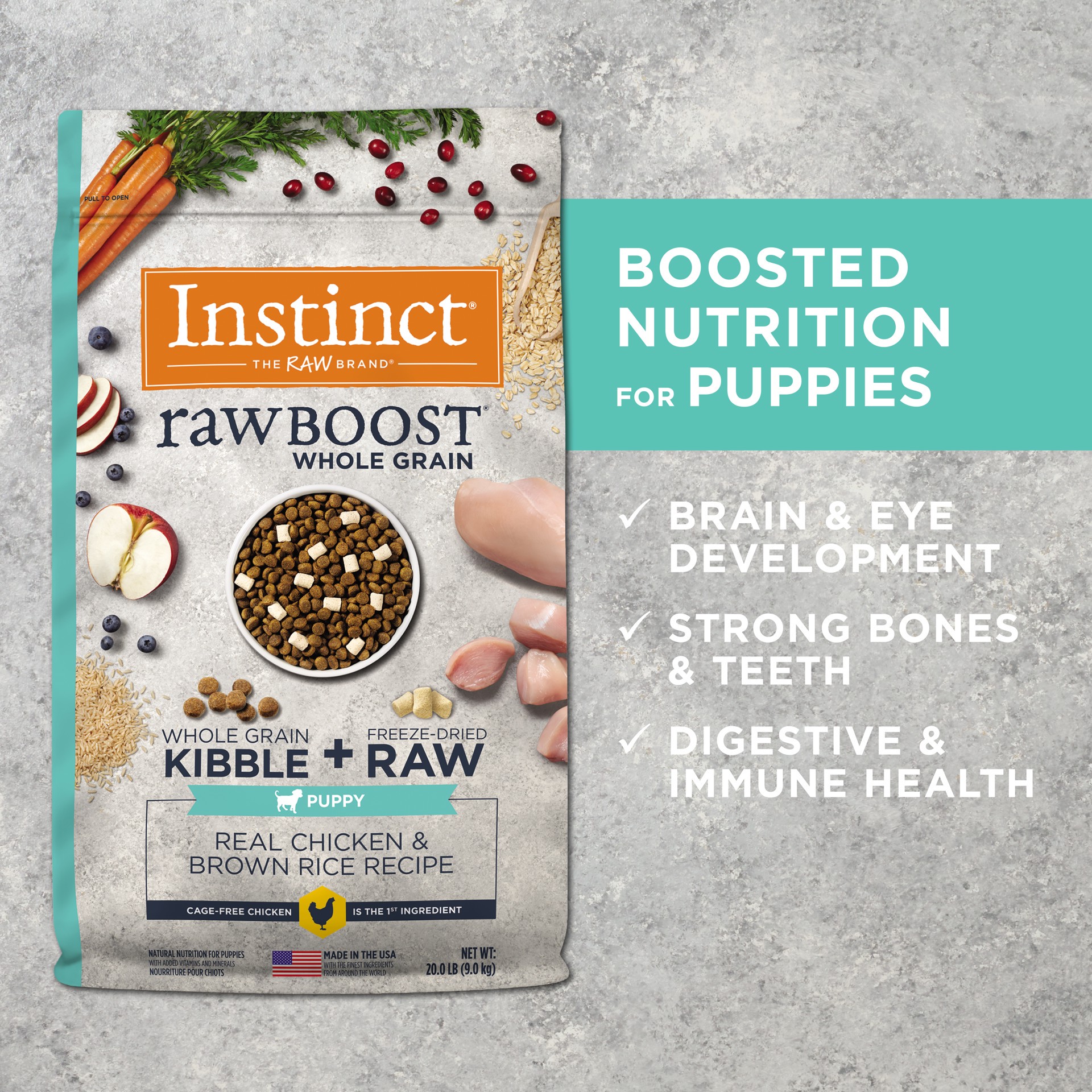 slide 9 of 9, Instinct Raw Boost Puppy Whole Grain Chicken & Brown Rice Dry Dog Food, 4.5 lb. Bag, 4.5 lb