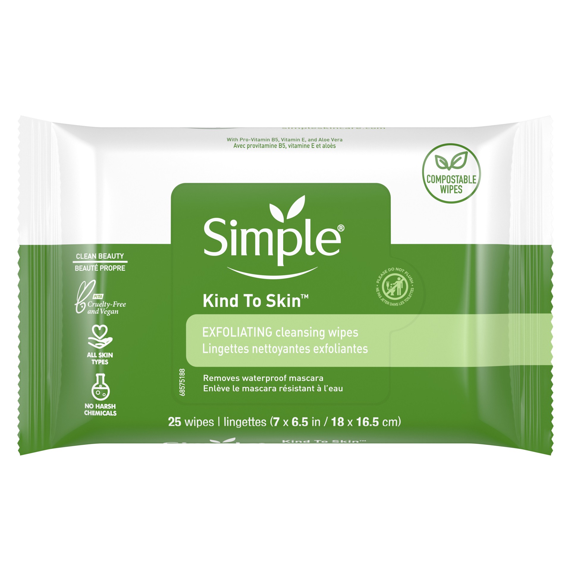 slide 1 of 6, Simple Kind to Skin Facial Wipes Kind to Skin Exfoliating, 25 ct, 25 ct