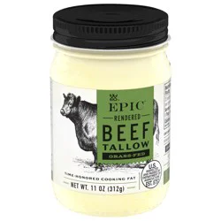 EPIC Beef Tallow, Grass-Fed, Keto Friendly, Whole30, 11oz Jar