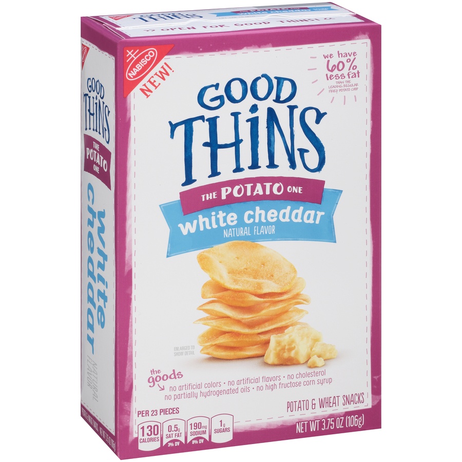 slide 2 of 8, GOOD THiNS The Potato One White Cheddar Crackers, 3.75 oz