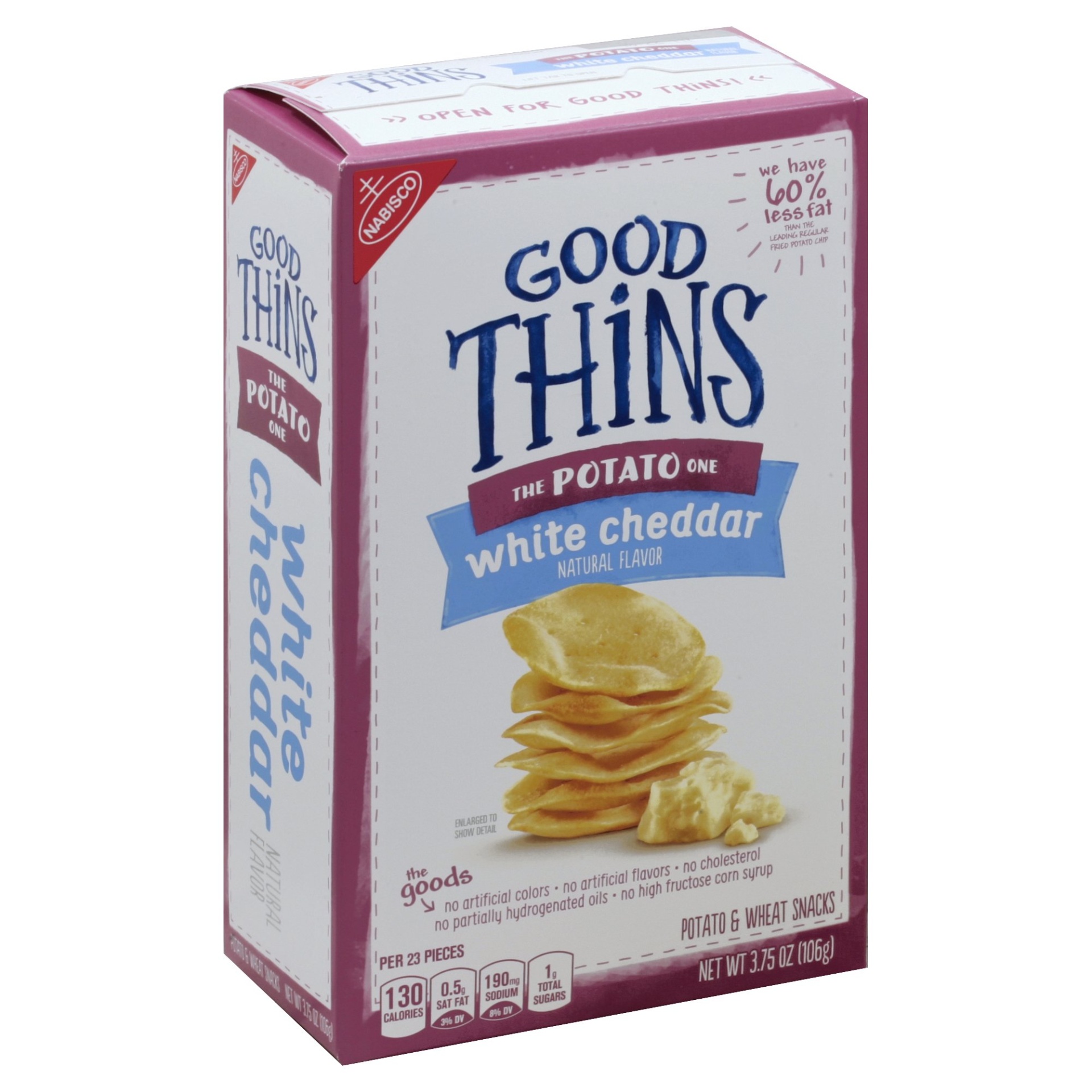 slide 1 of 8, GOOD THiNS The Potato One White Cheddar Crackers, 3.75 oz