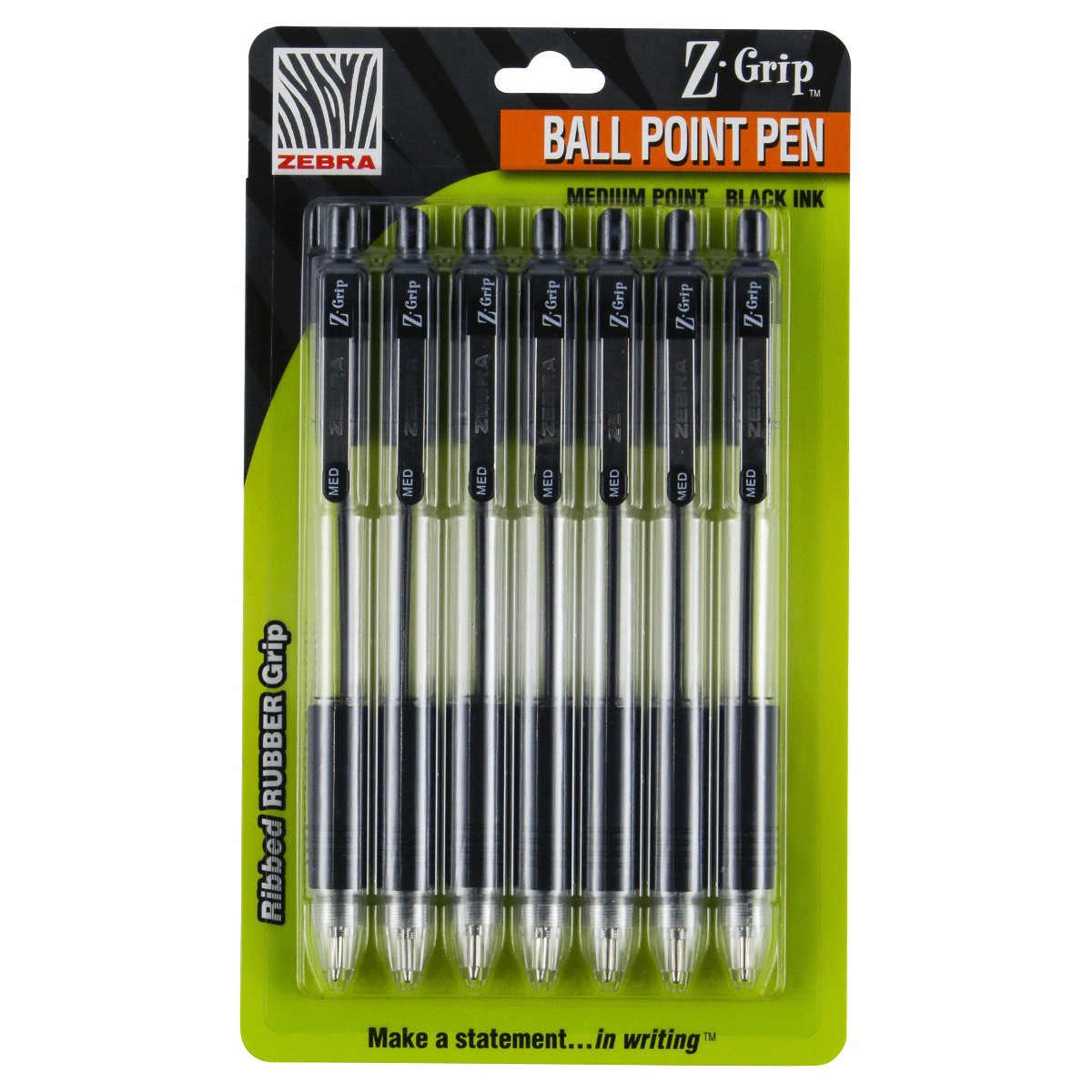 slide 1 of 5, Zebra Z-Grip Retractable Ballpoint Pens, 7 ct