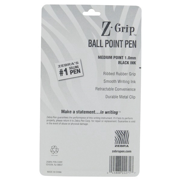 slide 4 of 5, Zebra Z-Grip Retractable Ballpoint Pens, 7 ct