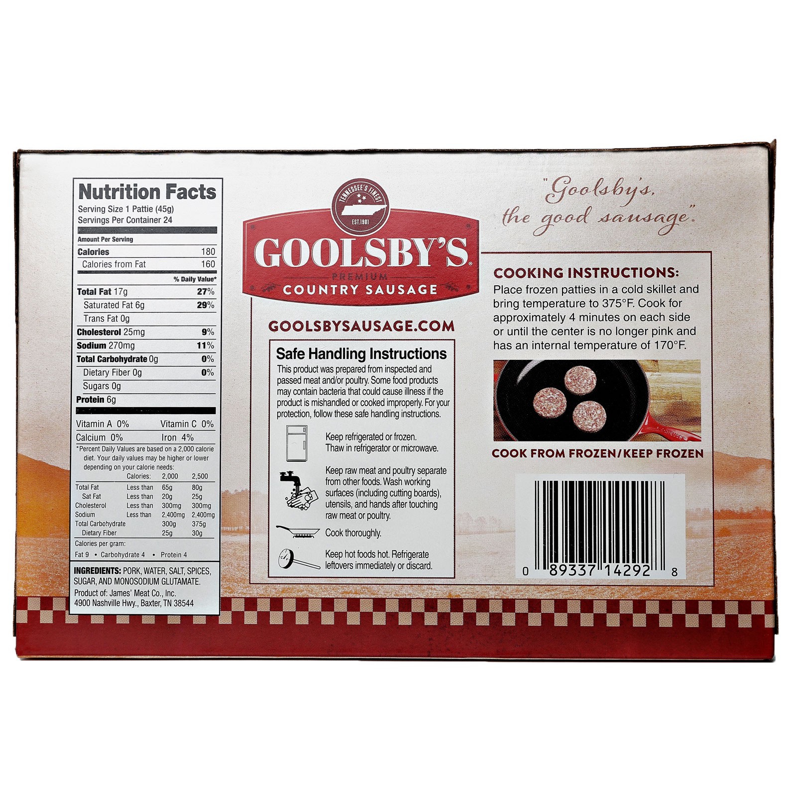 slide 2 of 2, Goolsby's Premium Country Sausage, 40 oz, 24 count, 