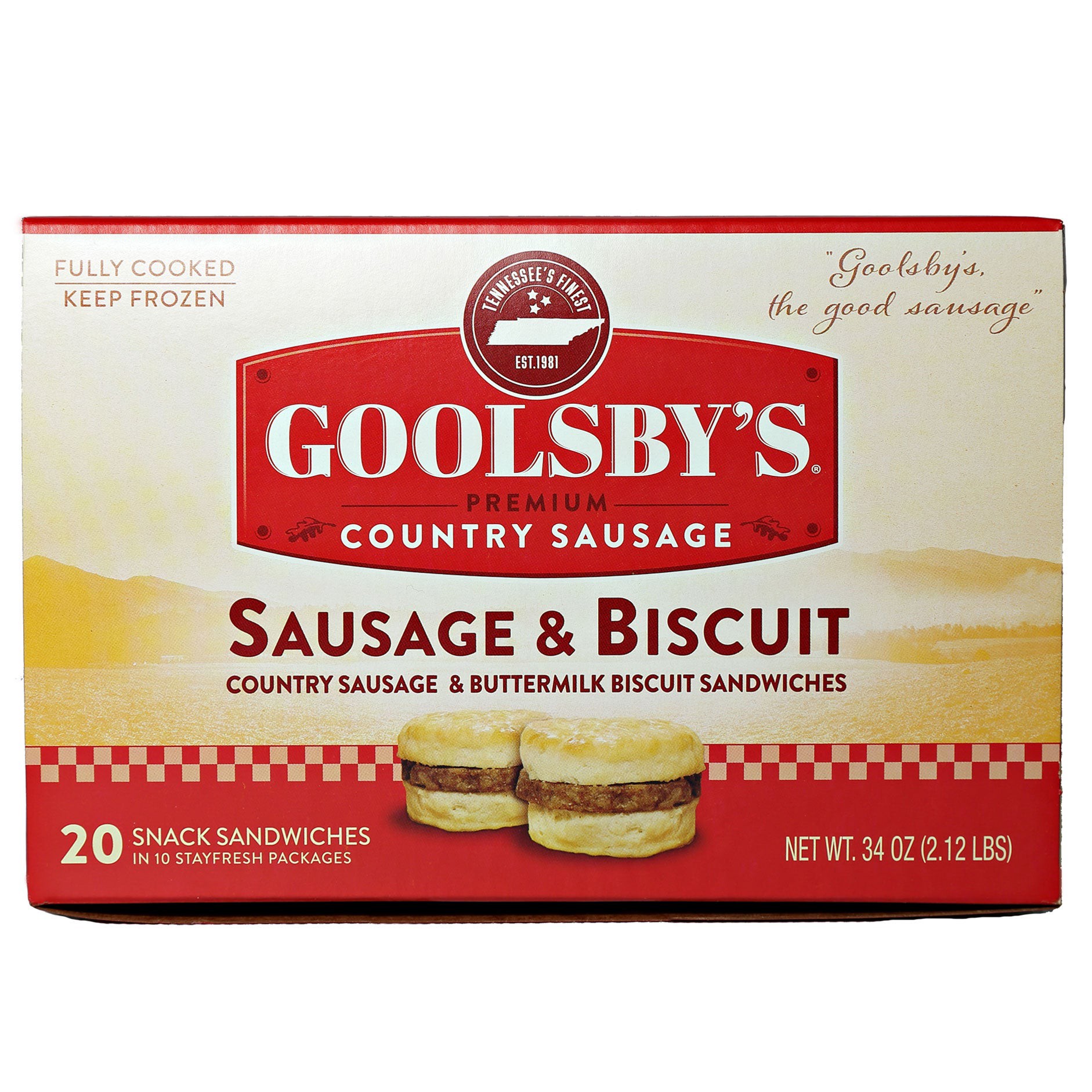 slide 1 of 2, James Meat Company Goolsby's Sasage & Biscuit, 34 oz, 20 count, 