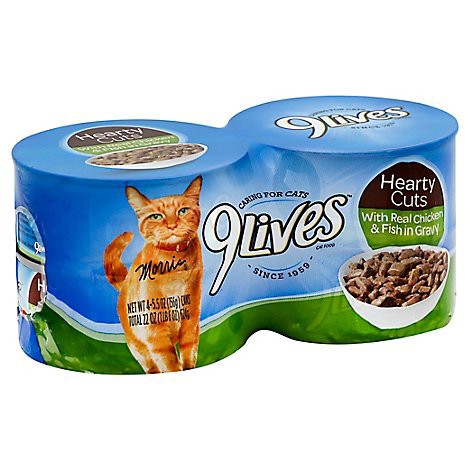 slide 1 of 1, 9lives Hearty Cuts Chicken Fish In Gravy - 4-5.5 Oz, 22 oz