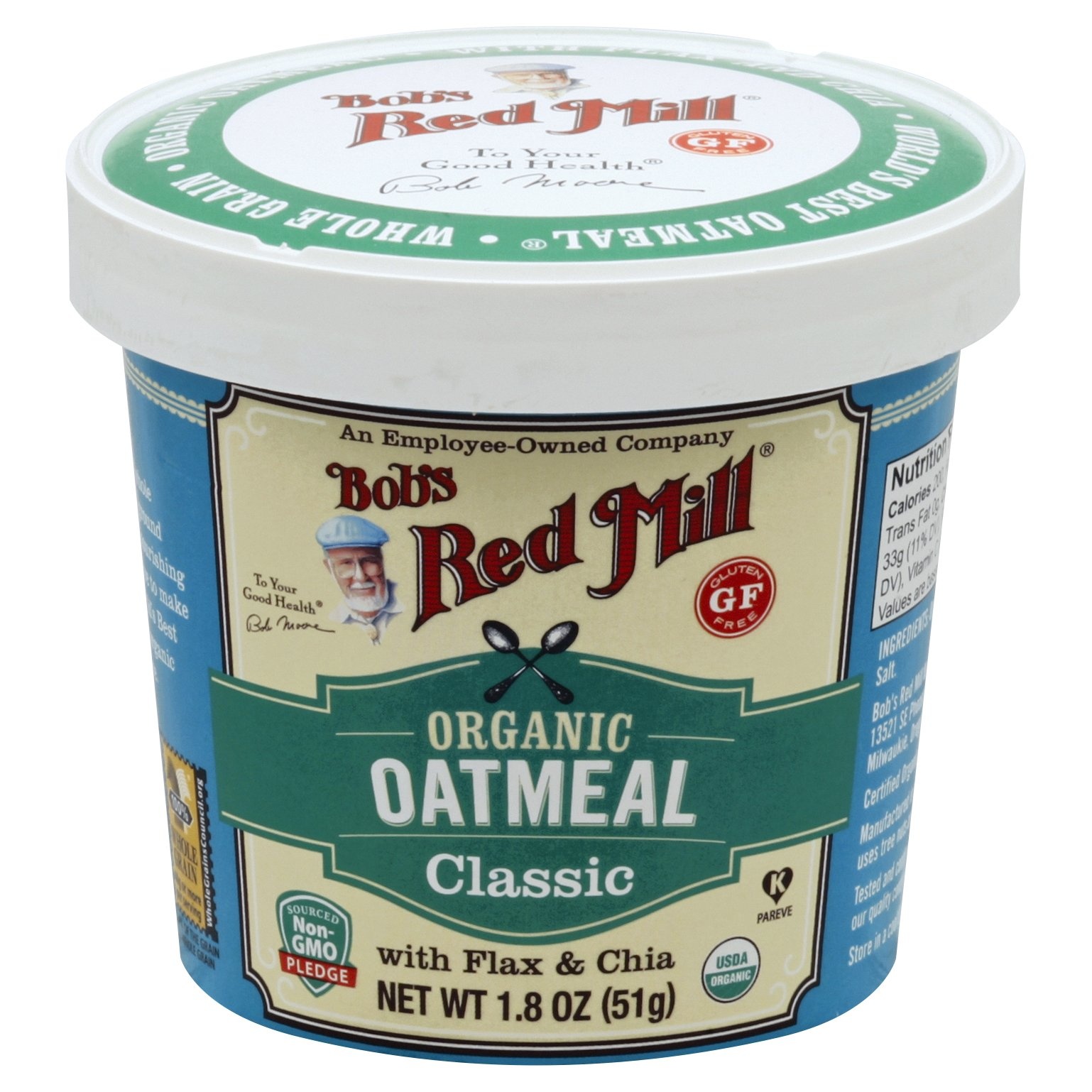 slide 1 of 2, Bob's Red Mill Organic Oatmeal Classic With Flax & Chia, 2.43 oz
