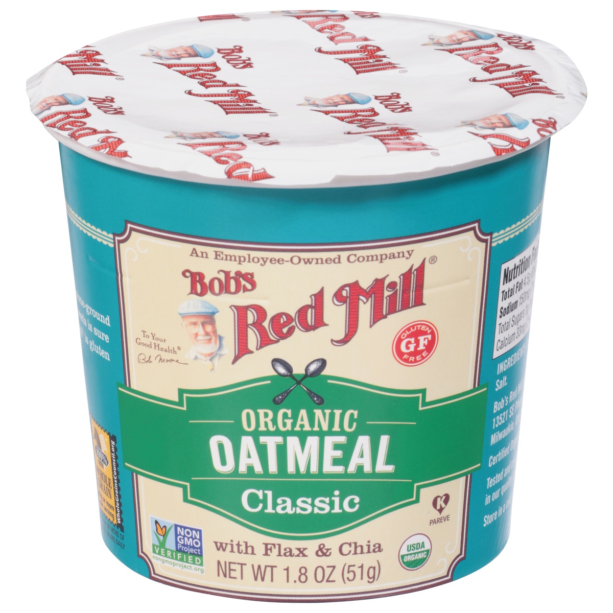 slide 1 of 9, Bob's Red Mill Organic Oatmeal Classic With Flax & Chia, 2.43 oz