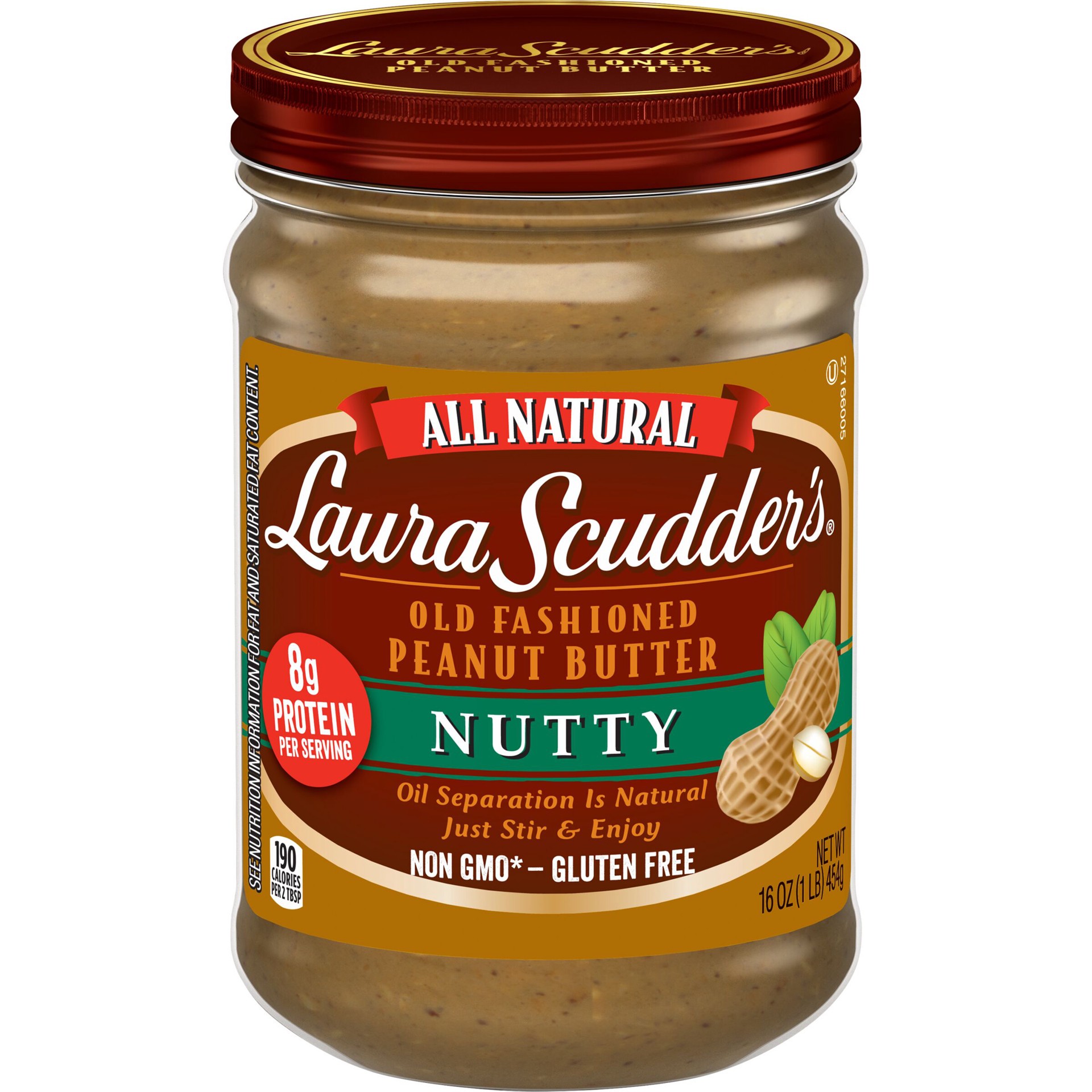 slide 1 of 4, Laura Scudder Nutty Natural Peanut Butter - 16oz, 16 oz