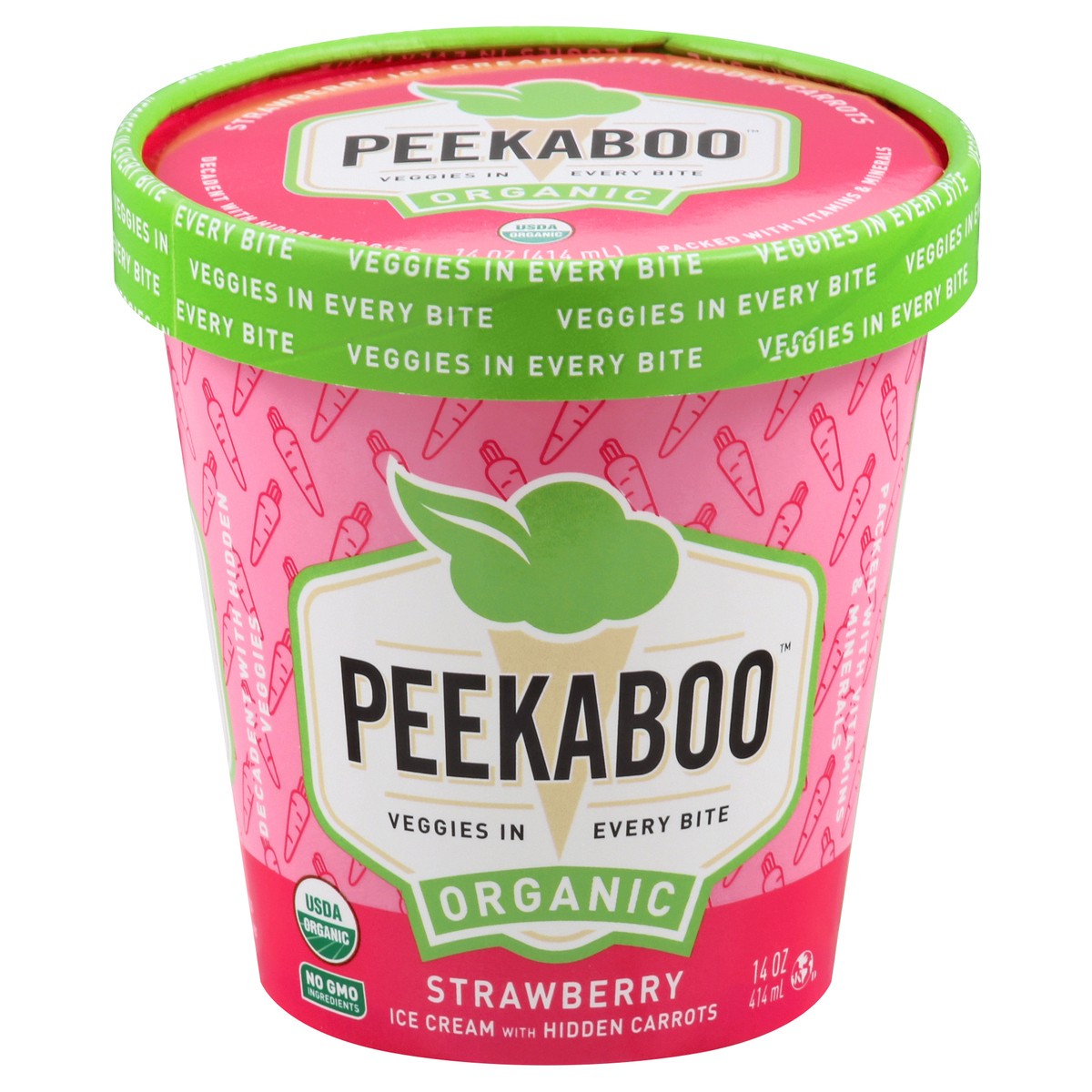 slide 1 of 3, Peekaboo Organic Strawberry Ice cream 14 oz, 14 oz