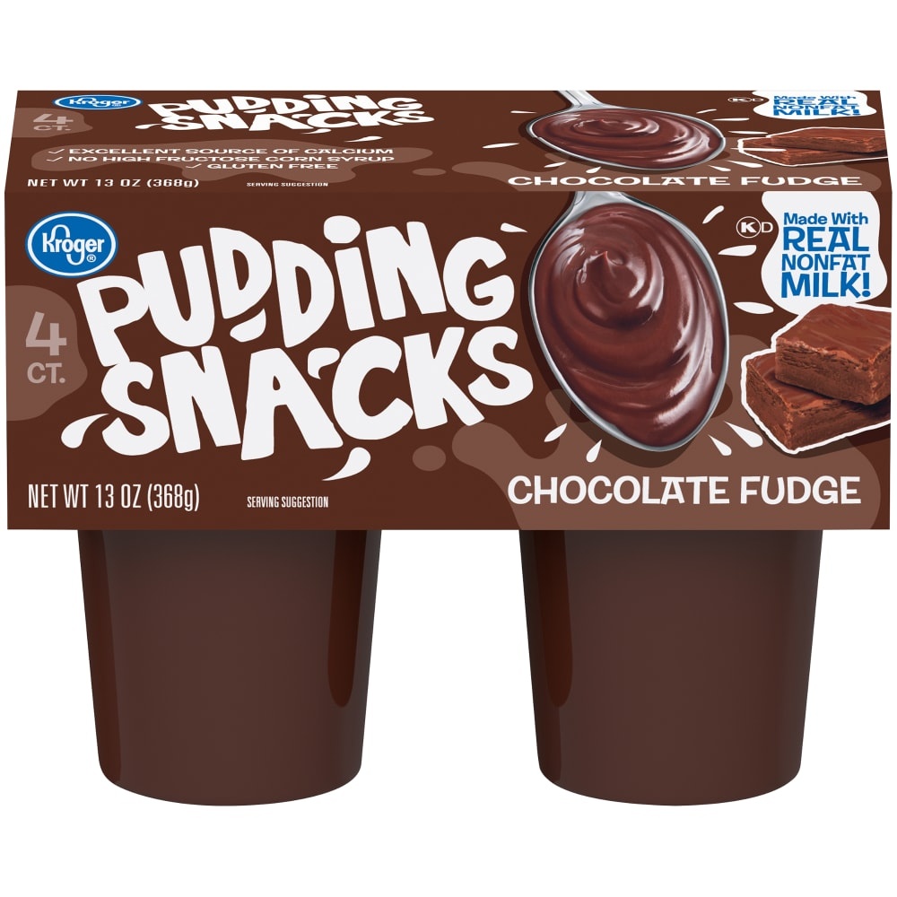 slide 1 of 1, Kroger Chocolate Fudge Pudding Snacks with Real Milk, 4 ct; 3.25 oz