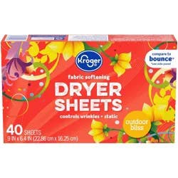 Kroger Outdoor Bliss Fabric Softening Dryer Sheets