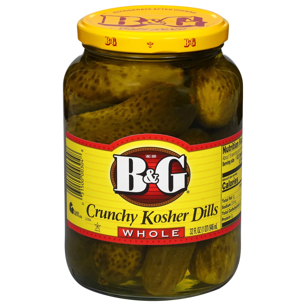slide 1 of 10, B&G Crunchy Whole Kosher Dills 32 fl oz, 32 fl oz
