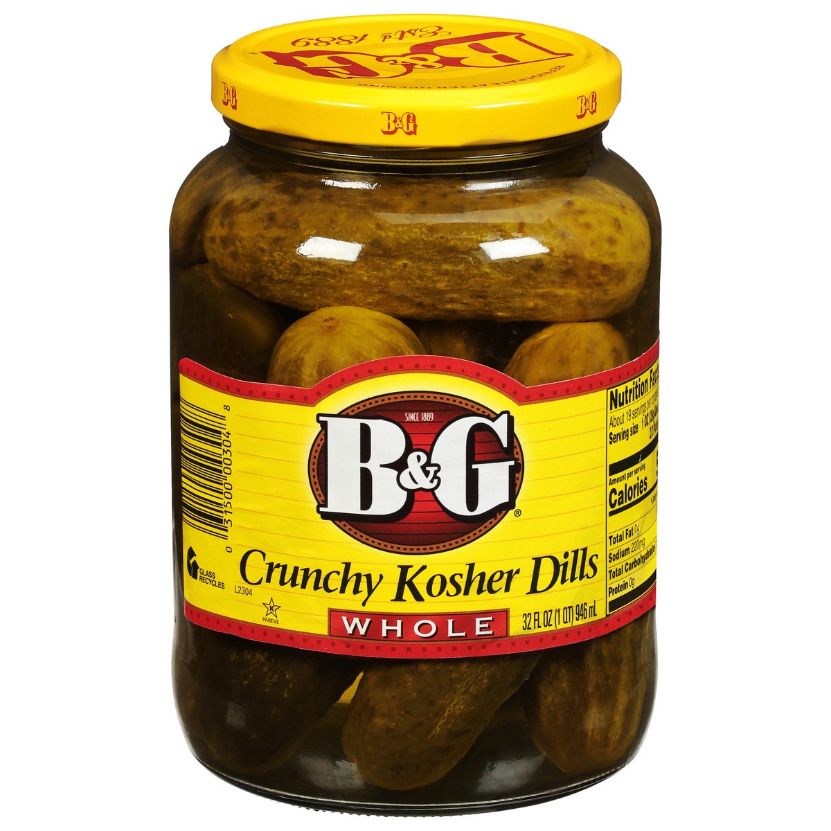 slide 10 of 10, B&G Crunchy Whole Kosher Dills 32 fl oz, 32 fl oz