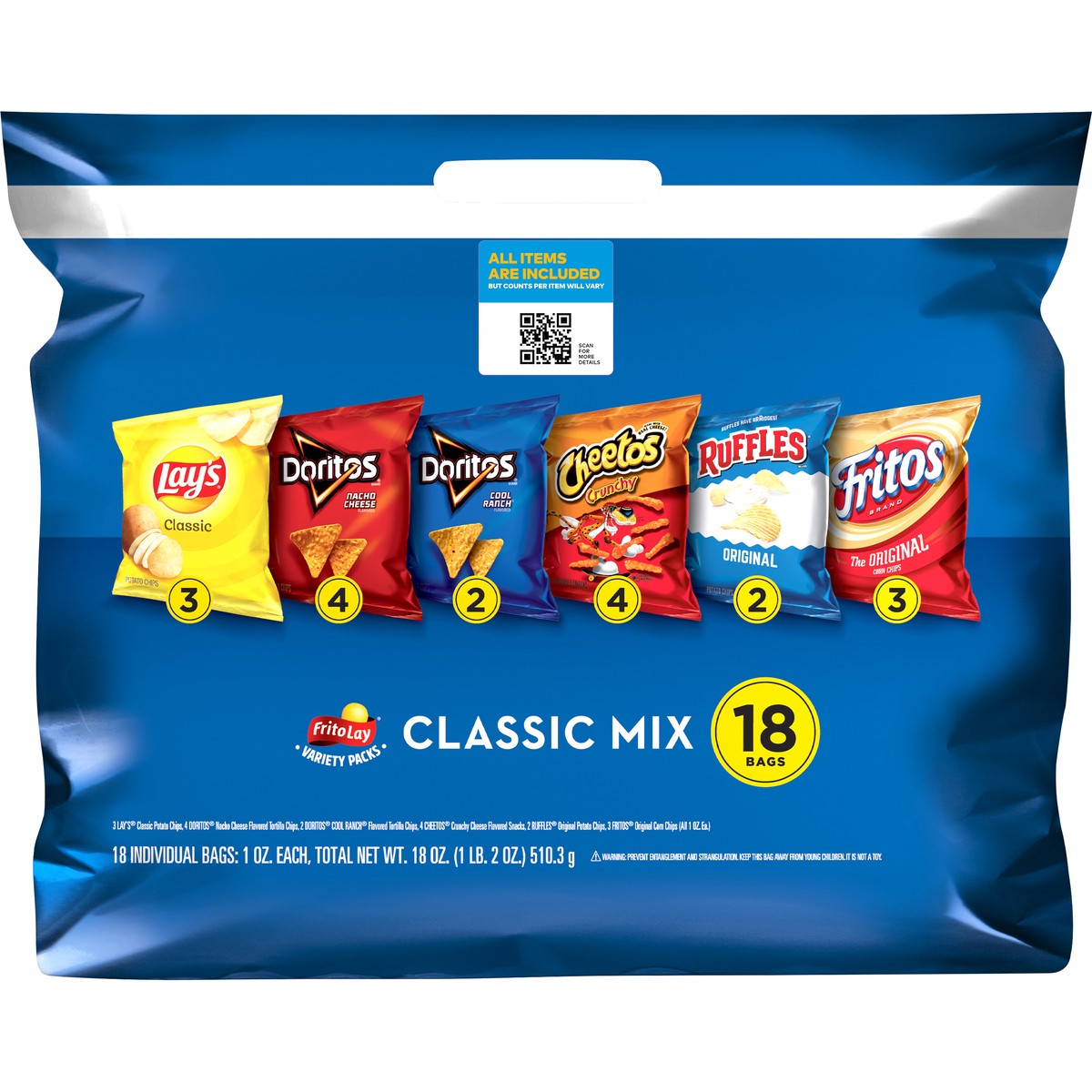 slide 1 of 3, Frito-Lay Classic Mix Variety Pack, 18 ct