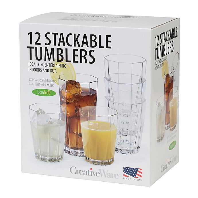 slide 3 of 3, Creativeware Stackable Tumbler Set, 12 ct