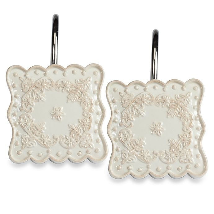 slide 1 of 1, Creative Bath Ruffles Shower Curtain Hooks, 12 ct