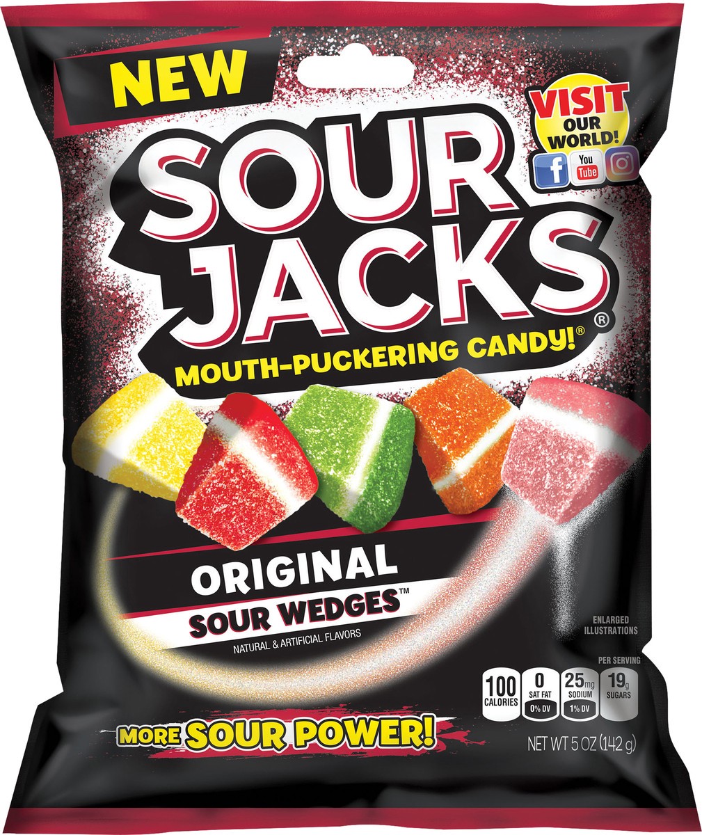 slide 2 of 2, SOUR JACKS Original Sour Wedges 5oz Peg Bag, 5 oz