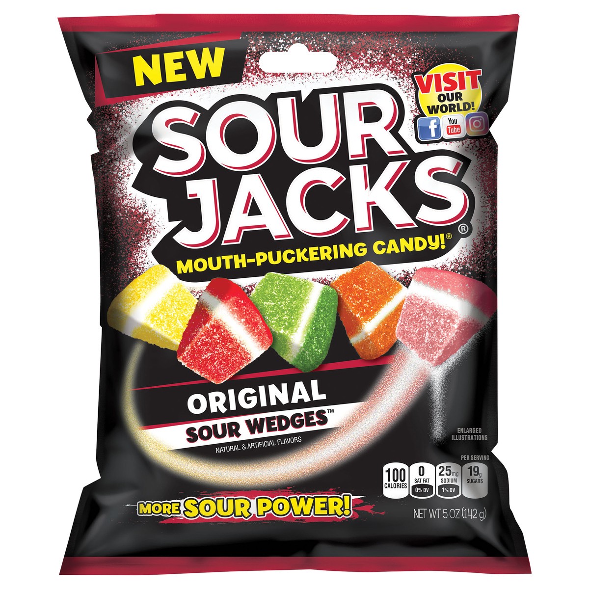 slide 1 of 2, SOUR JACKS Original Sour Wedges 5oz Peg Bag, 5 oz