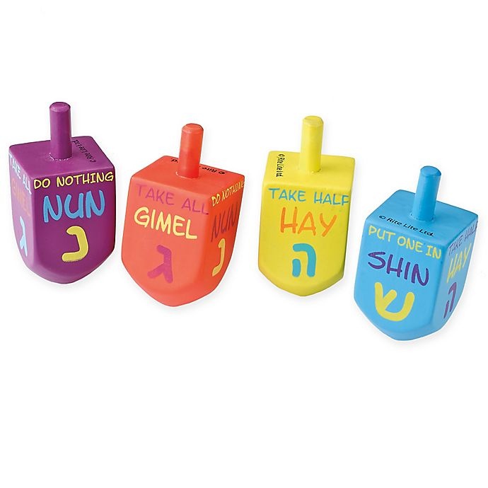 slide 1 of 1, Rite Lite Multicolored Hanukkah Dreidels, 4 ct