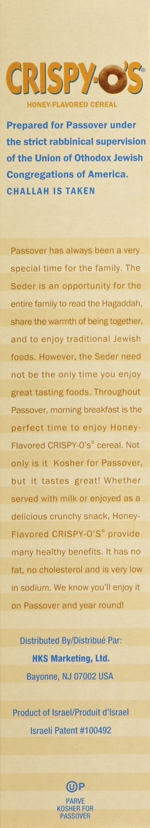 slide 3 of 4, Crispy O's Cereal, Kosher for Passover, Honey-Flavored, 6.6 oz