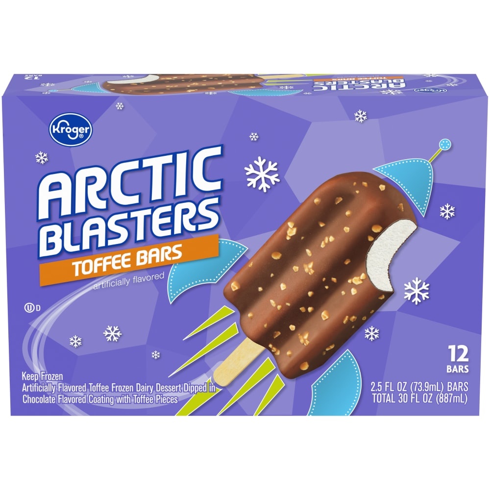 slide 1 of 1, Kroger Arctic Blasters Toffee Ice Cream Bars, 12 ct; 2.5 fl oz