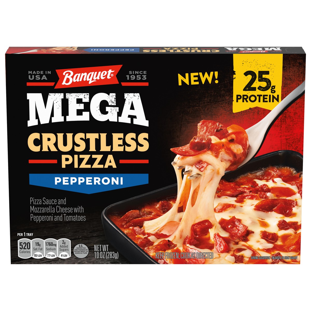 slide 1 of 5, Banquet Mega Crustless Pepperoni Pizza 10 oz, 10 oz