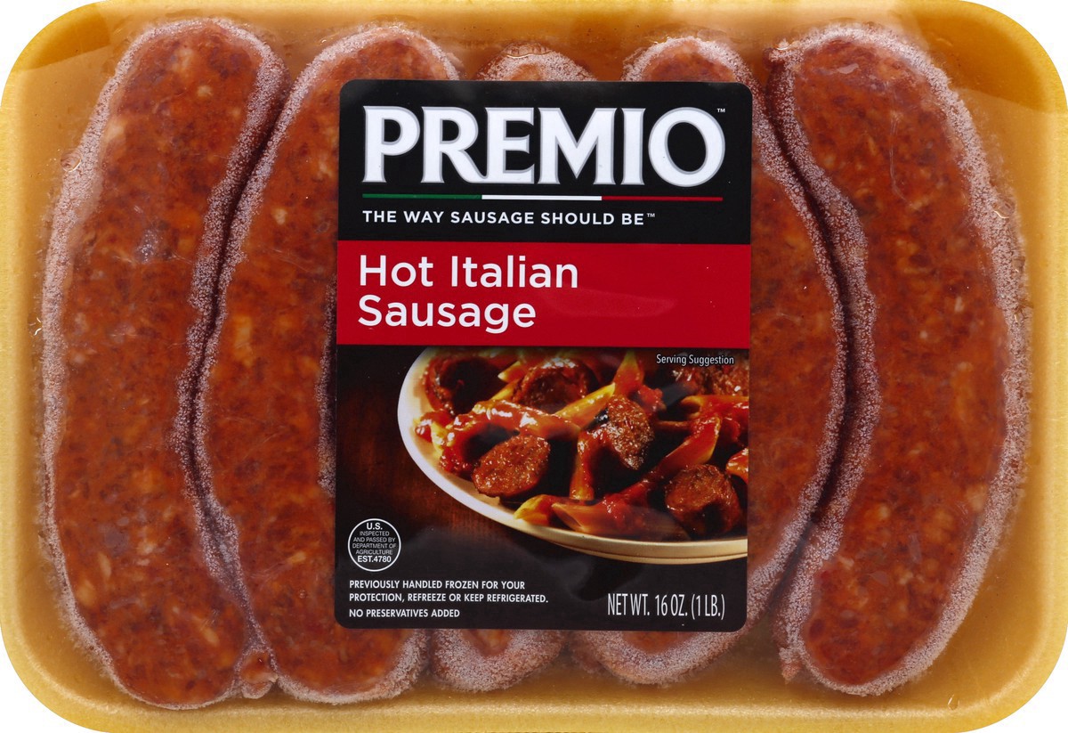 slide 8 of 8, Premio Hot Italian Sausage Links - 16oz/5ct, 16 oz