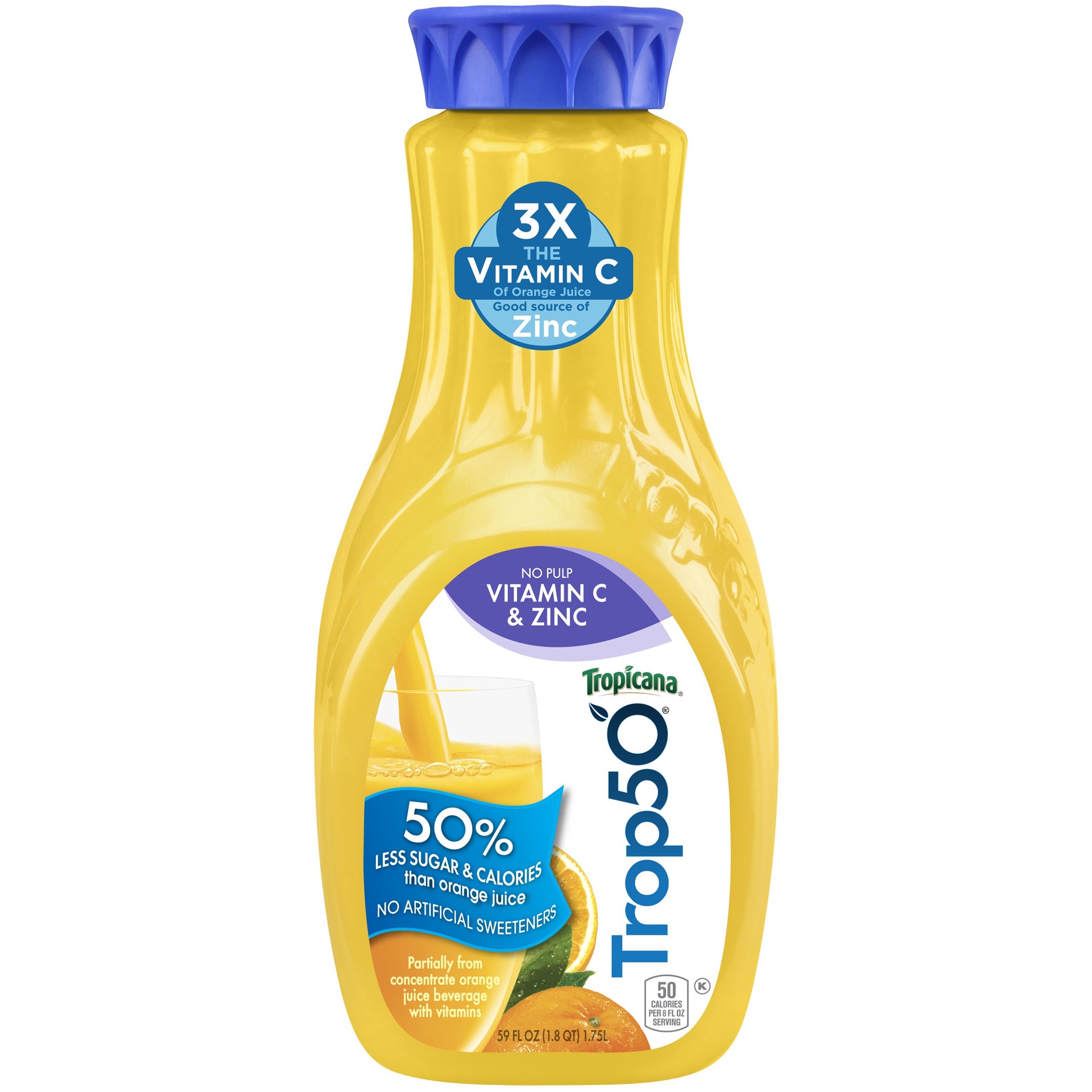 slide 1 of 3, Trop50 No pulp Vitamin C & Zinc Orange Juice 59 Fluid Ounce Plastic Bottle - 59 oz, 59 oz