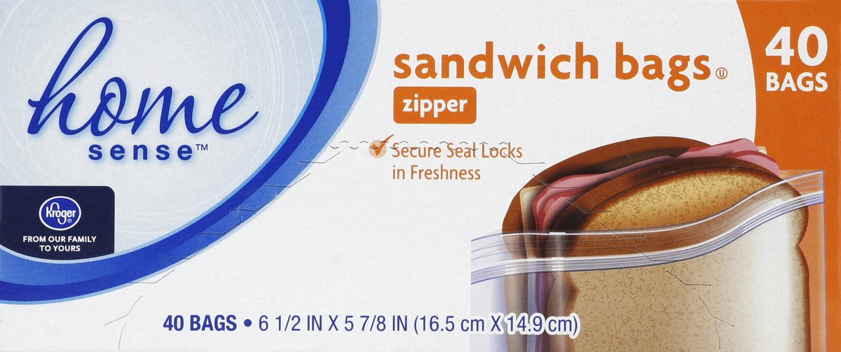 slide 2 of 5, Kroger Home Sense Zipper Sandwich Bags, 40 ct