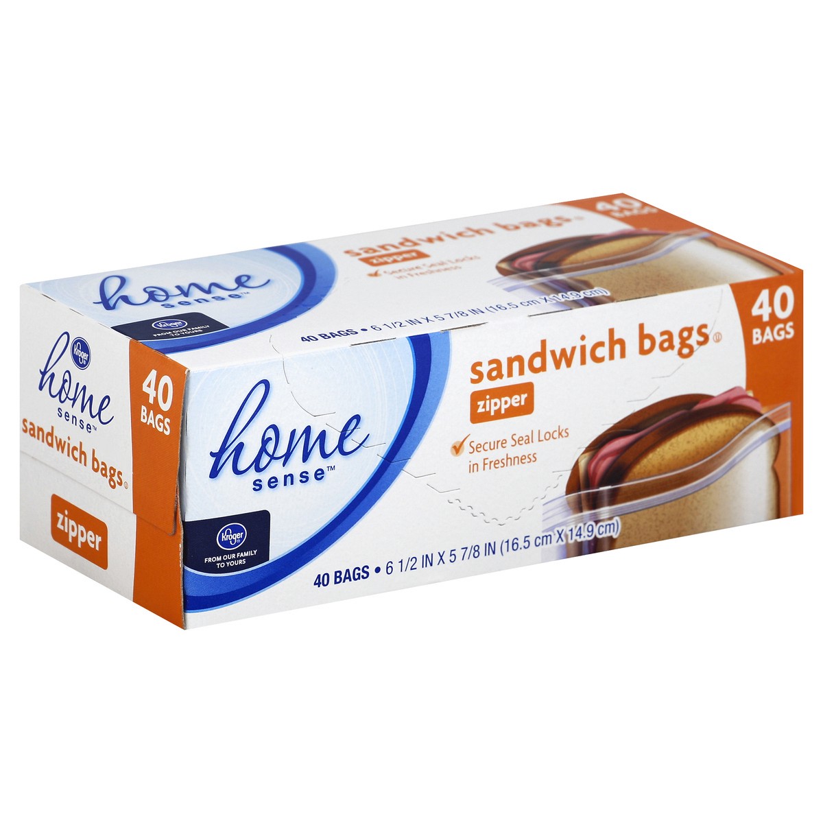 slide 4 of 5, Kroger Home Sense Zipper Sandwich Bags, 40 ct