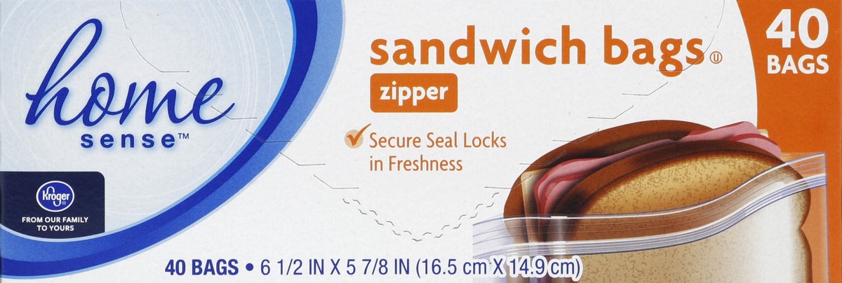 slide 1 of 5, Kroger Home Sense Zipper Sandwich Bags, 40 ct