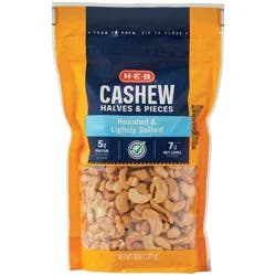 H-E-B Lightly Salted Roasted Cashew Halves & Pieces