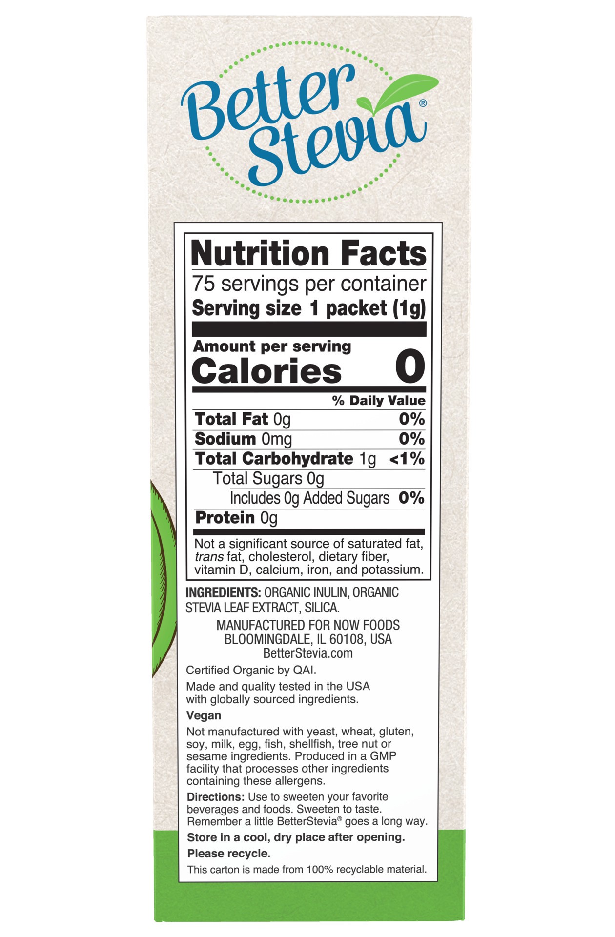 slide 3 of 5, NOW Natural Foods BetterStevia Organic - 75 Packets/Box, 75 ct