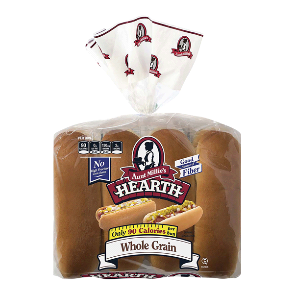 slide 1 of 1, Aunt Millie's Hearth Reduced Calorie Whole Grain Hot Dog Buns, 8 ct; 12.5 oz