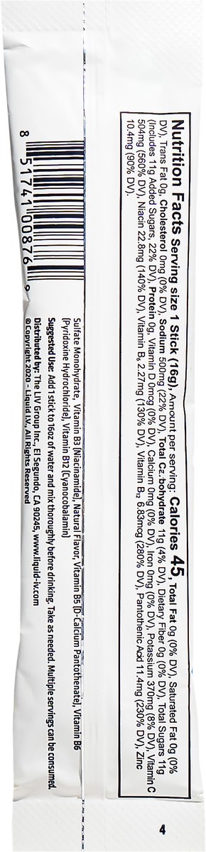 slide 2 of 3, Liquid I.V. Hydration Multiplier +Immune Support - Tangerine - Hydration Powder Packets | Electrolyte Powder Drink Mix | Convenient Single-Serving Sticks | Non-GMO | Single Stick, 0.56 oz