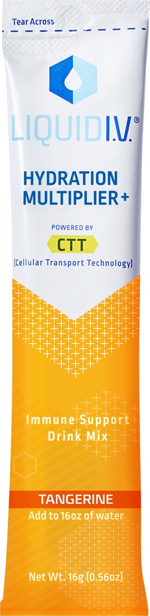 slide 3 of 3, Liquid I.V. Hydration Multiplier +Immune Support - Tangerine - Hydration Powder Packets | Electrolyte Powder Drink Mix | Convenient Single-Serving Sticks | Non-GMO | Single Stick, 0.56 oz