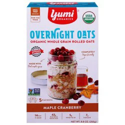 Yumi Organics Organic Whole Grain Rolled Maple Cranberry Overnight Oats 8.8 oz