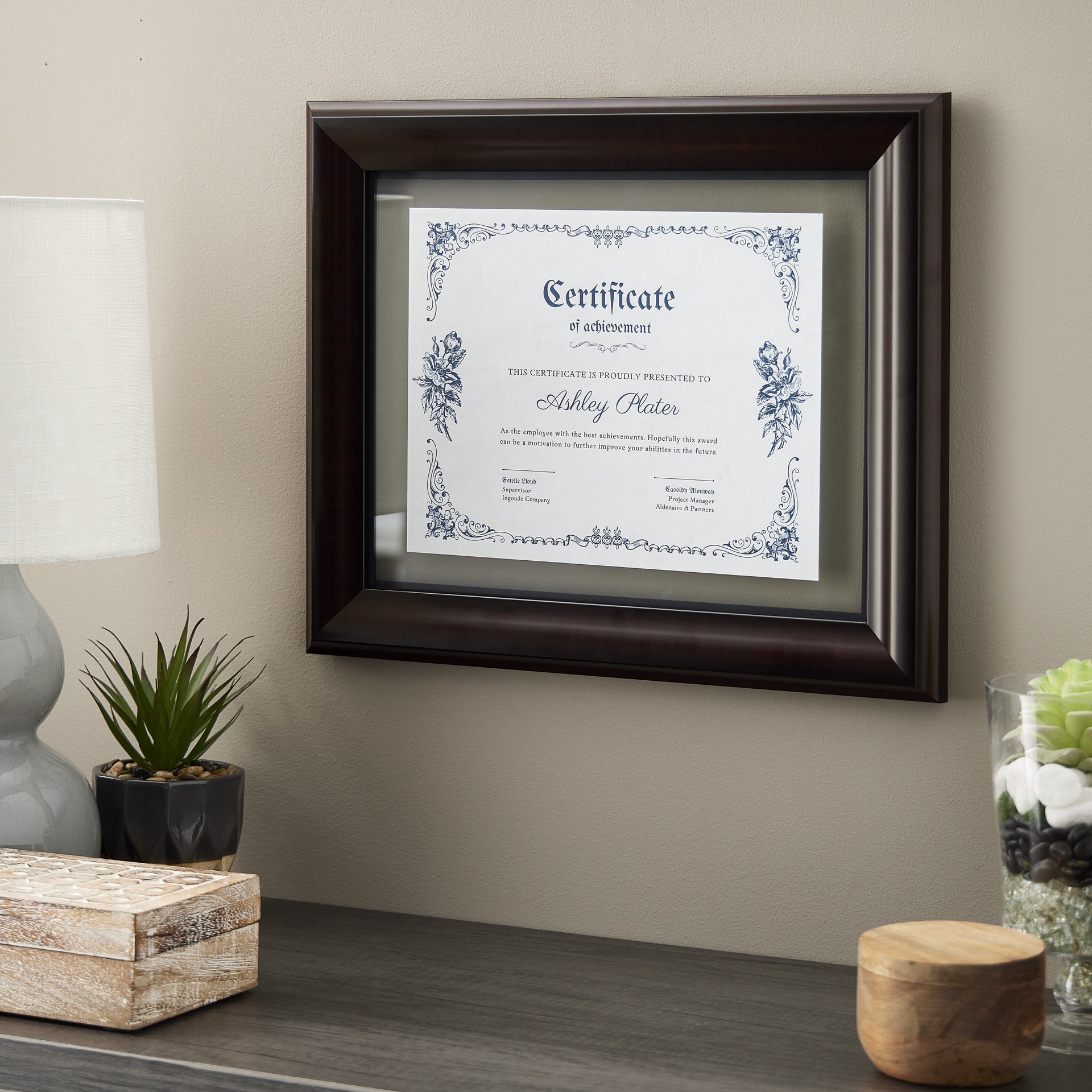 slide 2 of 3, 11" X 14" Mahogany & Black Document Float Frame By Studio Decor, 11 in x 14 in