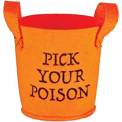 slide 1 of 1, Destination Holiday Halloween Orange Pick Your Poison Felt Treat Pail, 1 ct