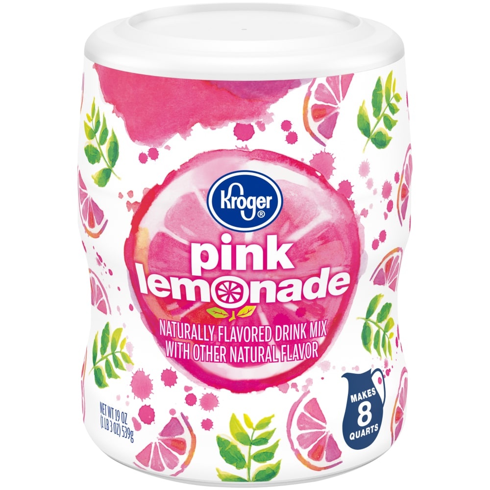 slide 1 of 1, KrogerOld Fashioned Pink Lemonade Drink Mix, 19 oz