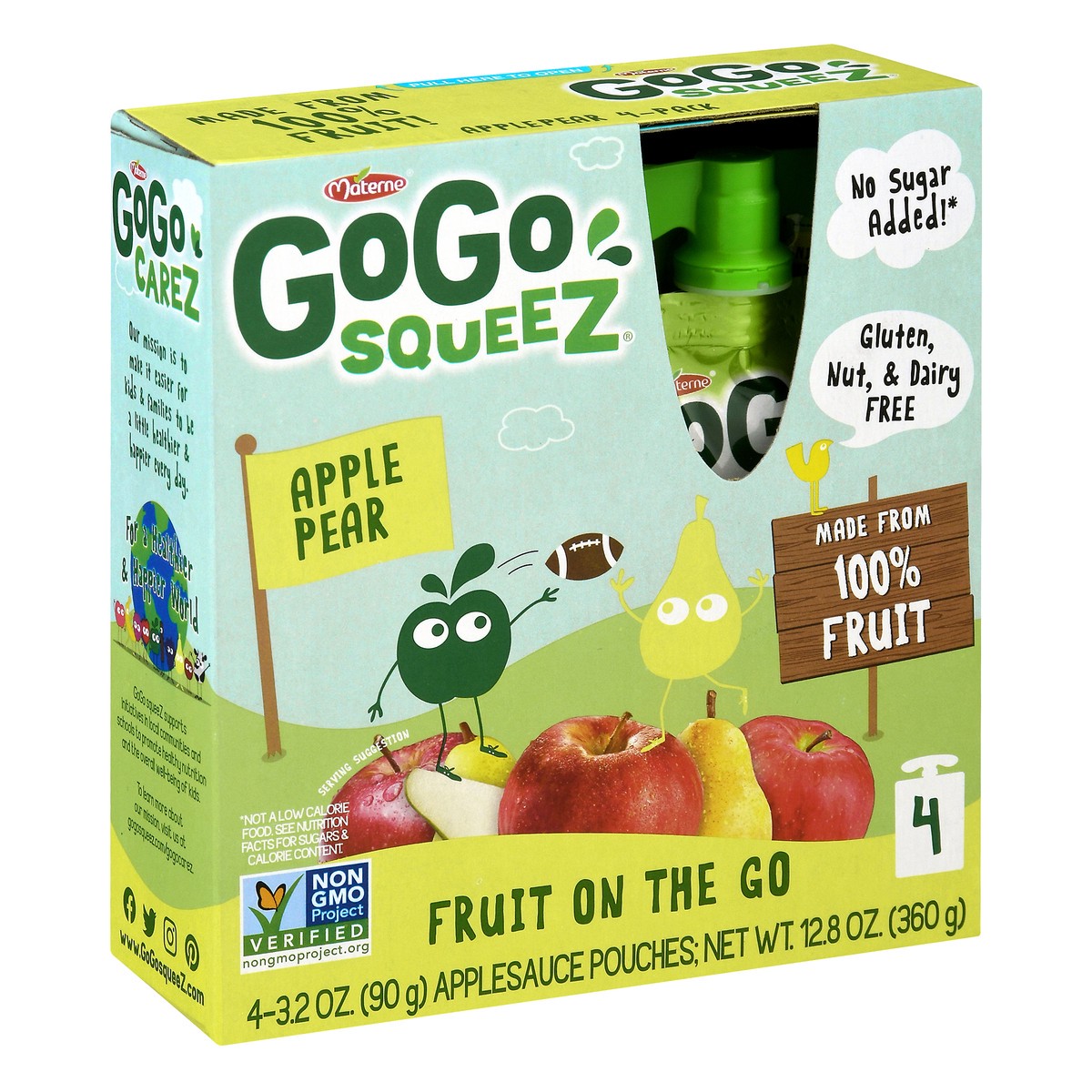 slide 9 of 11, GoGo squeeZ 4 Pack Fruit & Veggies On The Go Apple Pear Applesauce 4.0 ea, 4 ct