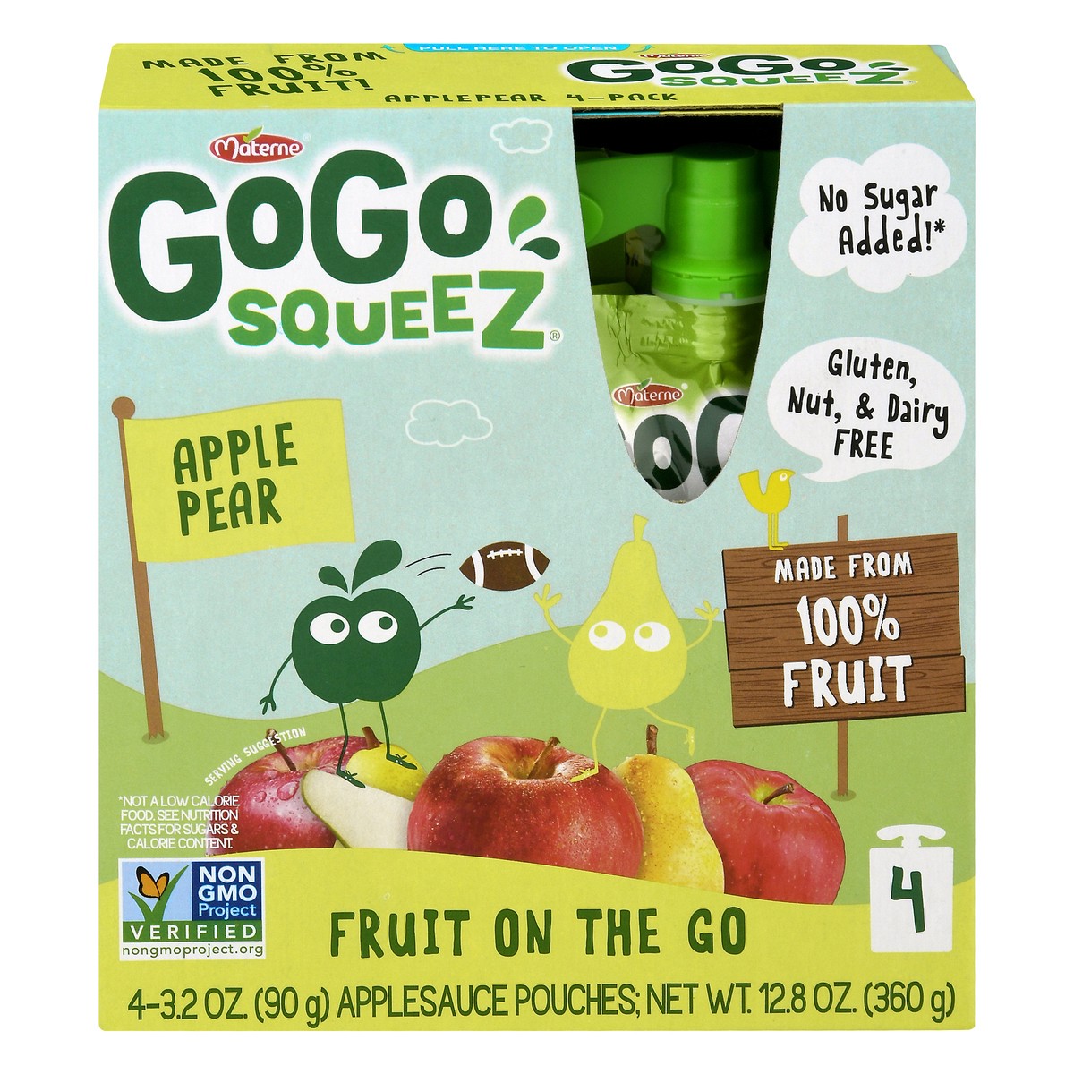 slide 1 of 11, GoGo squeeZ 4 Pack Fruit & Veggies On The Go Apple Pear Applesauce 4.0 ea, 4 ct