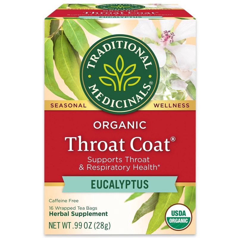 slide 1 of 7, Traditional Medicinals Traditional Medicinal Organic Throat Coat Eucalyptus Herbal Tea - 16ct, 16 ct