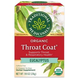 Traditional Medicinals Organic Throat Coat Eucalyptus Caffeine Free Herbal Tea