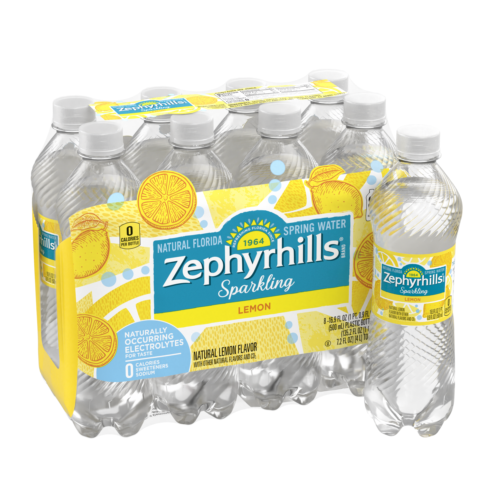 slide 2 of 5, Zephyrhills Sparkling Water, Lively Lemon, 16.9 oz. Bottles (8 Count), 16.9 fl oz