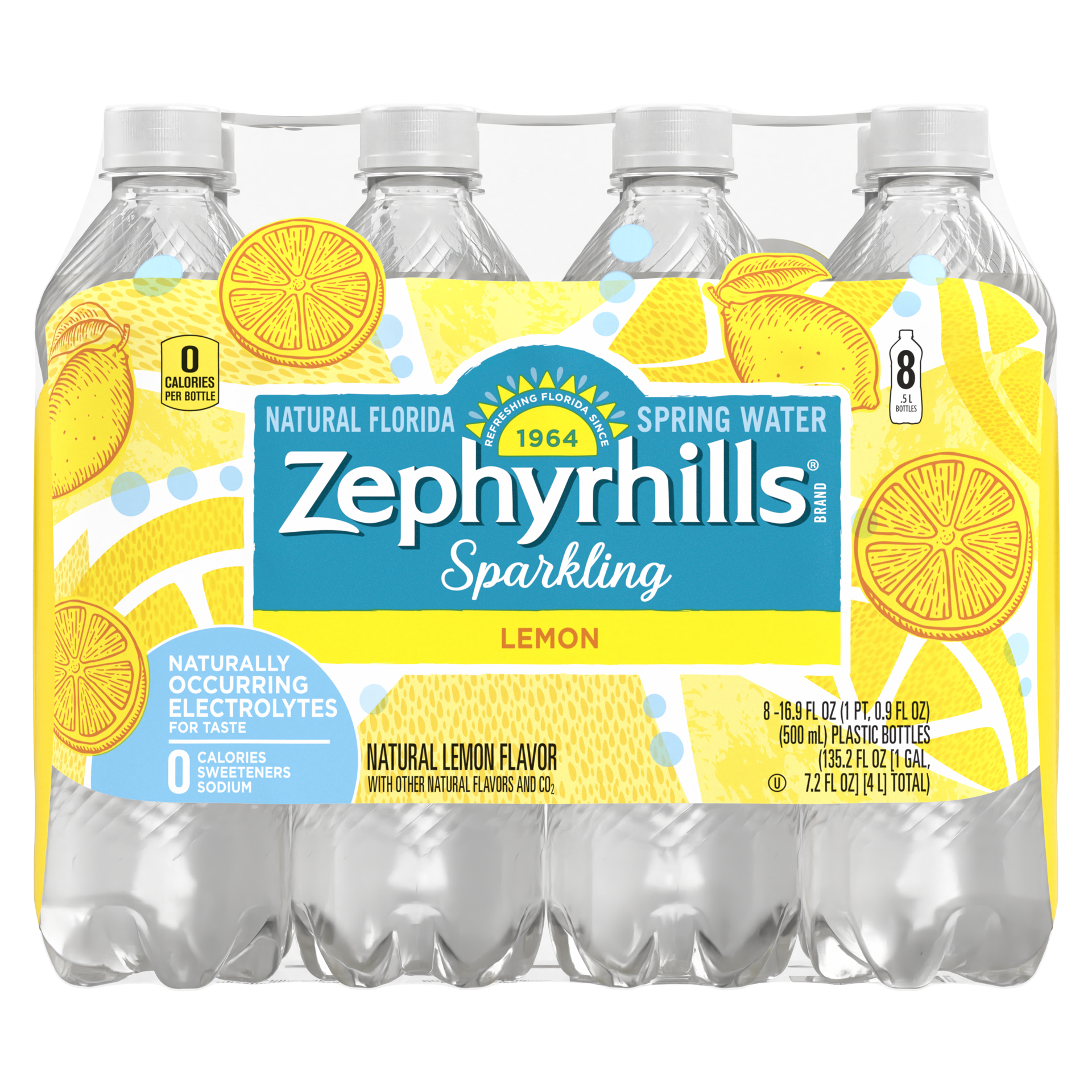 slide 1 of 5, Zephyrhills Sparkling Water, Lively Lemon- 16.9 fl oz, 8 ct; 16.9 fl oz