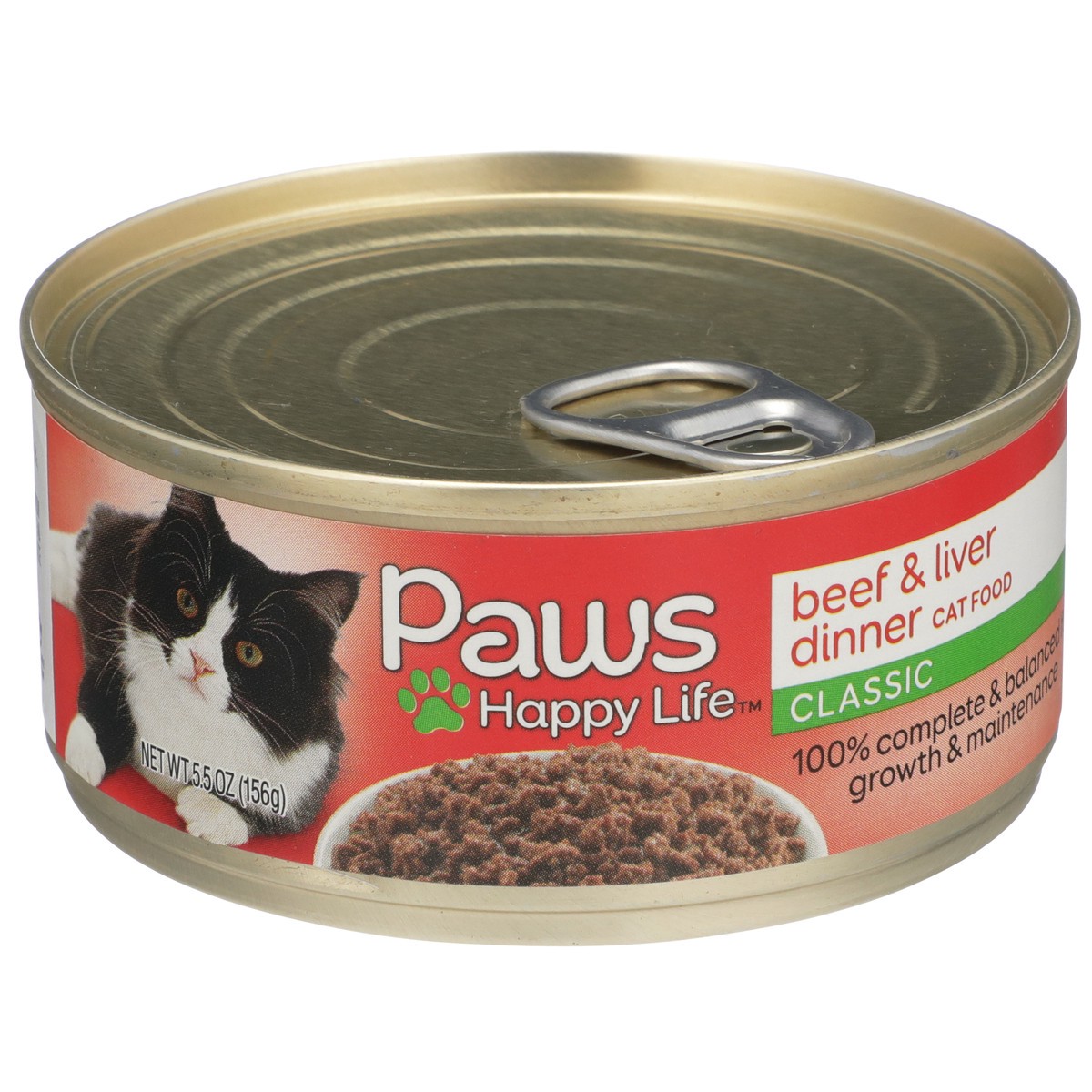 slide 2 of 8, Paws Happy Life Beef & Liver Dinner Classic Cat Food, 5.5 oz