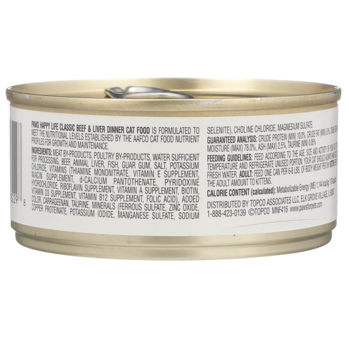 slide 8 of 8, Paws Happy Life Beef & Liver Dinner Classic Cat Food, 5.5 oz